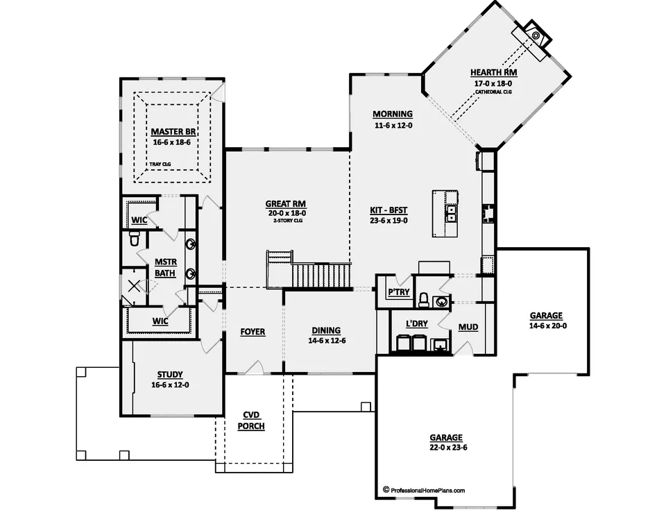 The Oakwood main level floor plan